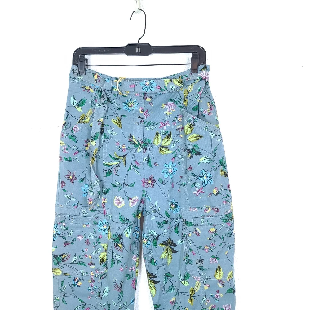 ANTHROPOLOGIE Victoria Floral Boho Cargo Utility Pants Blue - Picture 6 of 12